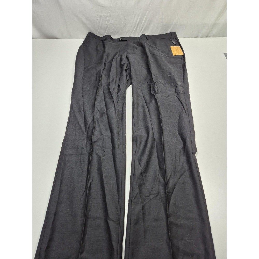 Galante Uomo Dress Pants Mens 48x36 Black Wool Flat Front Classic Fit Italy NWT